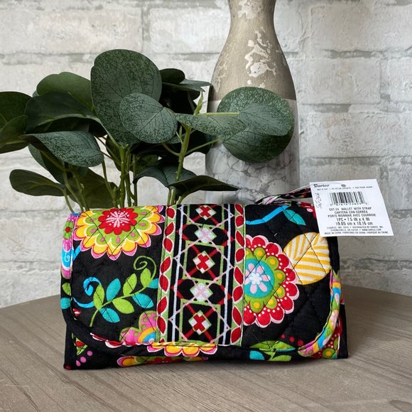 No Brand Handbags - NWT Black Floral Quilt Wallet with Strap